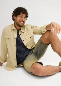 Bermudas vaqueras elásticas, lavadas, regular fit