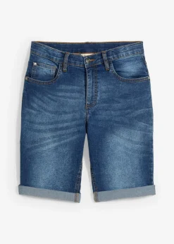 Bermudas vaqueras elásticas con cintura ajustable y corte ajustado