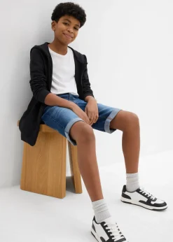 Bermudas vaqueras elásticas con cintura ajustable y corte ajustado