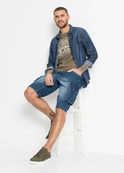 Bermudas vaqueras largas, cargo, relaxed fit