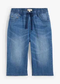 Bermudas vaqueras largas sin cierre para niños, slim fit