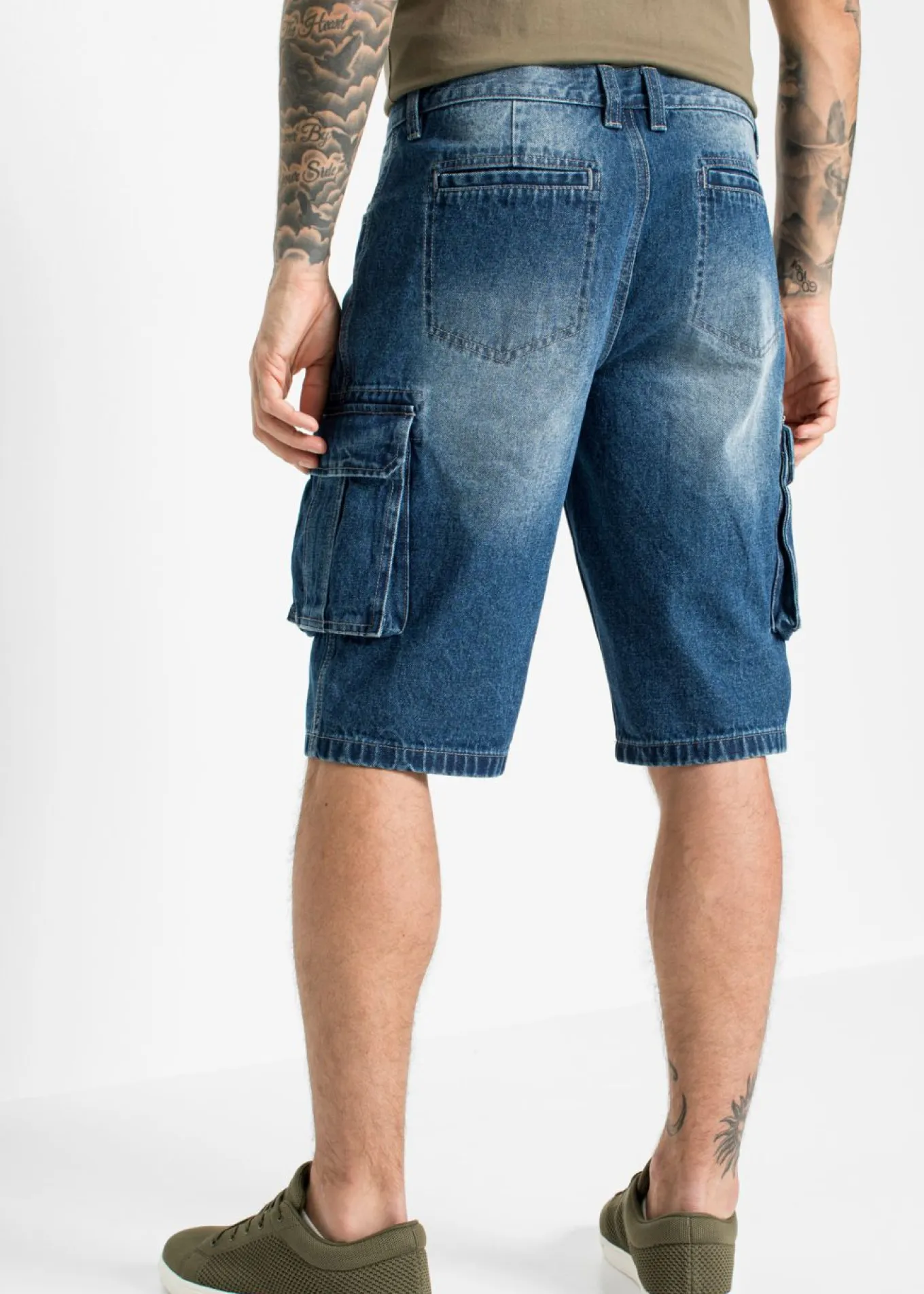 Bermudas vaqueras largas, cargo, relaxed fit