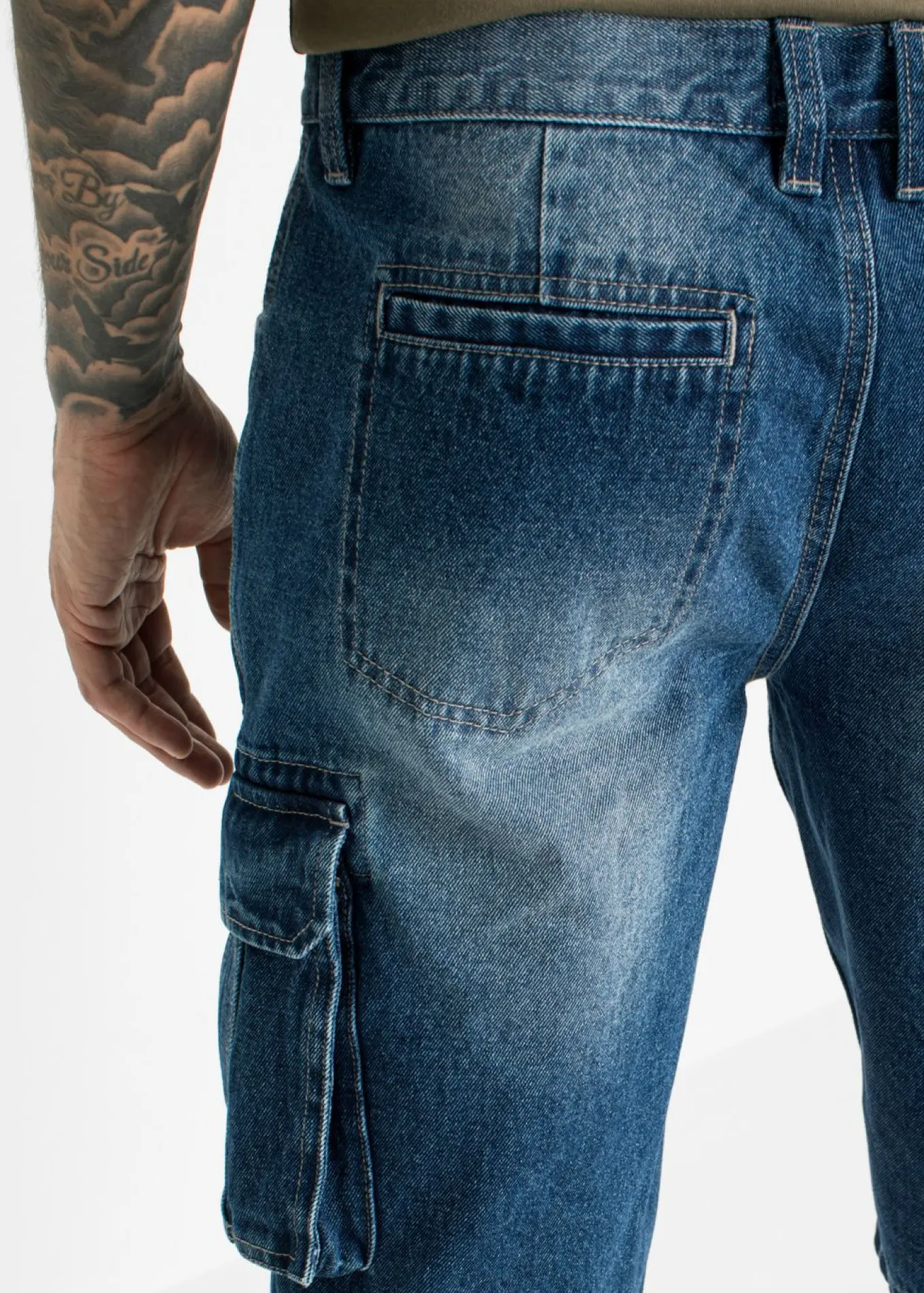 Bermudas vaqueras largas, cargo, relaxed fit