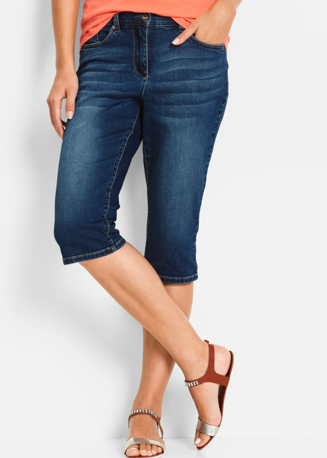 Bermudas vaqueras, mid waist, con cintura cómoda