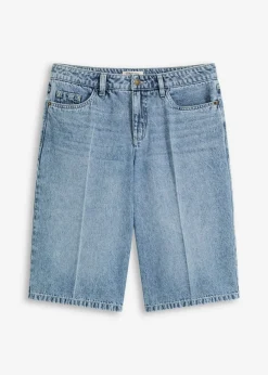 Bermudas vaqueras mid waist, low stretch