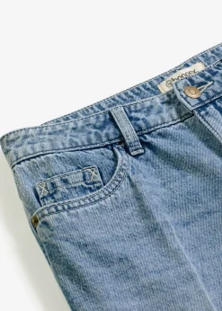 Bermudas vaqueras mid waist, low stretch