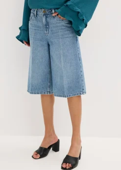 Bermudas vaqueras mid waist, low stretch