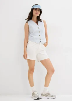 Bermudas vaqueras poco elásticas con talle medio
