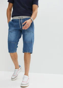 Bermudas vaqueras sin cierre, largas y ligeras, con cintura elástica, relaxed fit