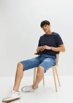 Bermudas vaqueras sin cierre, largas y ligeras, con cintura elástica, relaxed fit