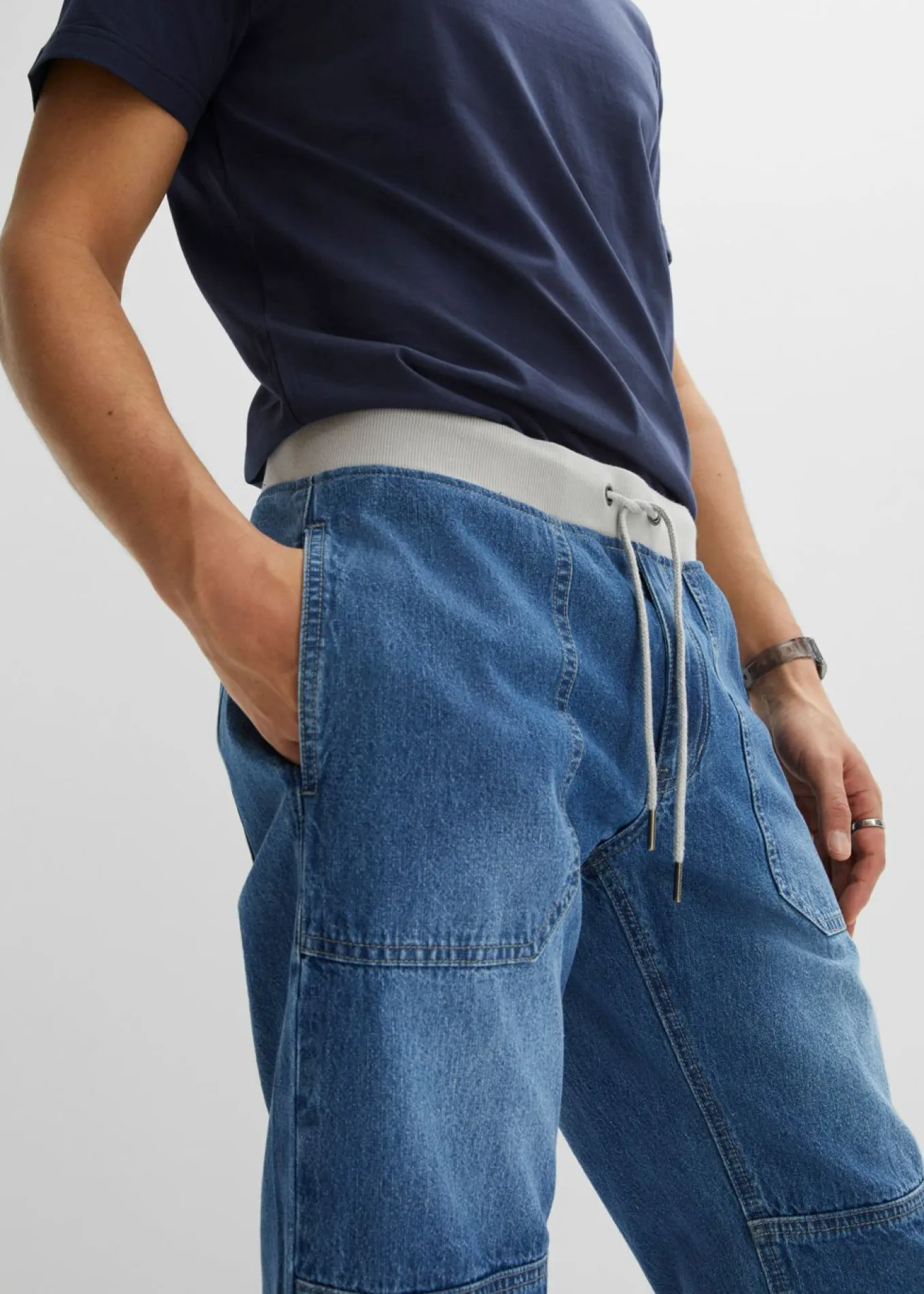 Bermudas vaqueras sin cierre, largas y ligeras, con cintura elástica, relaxed fit