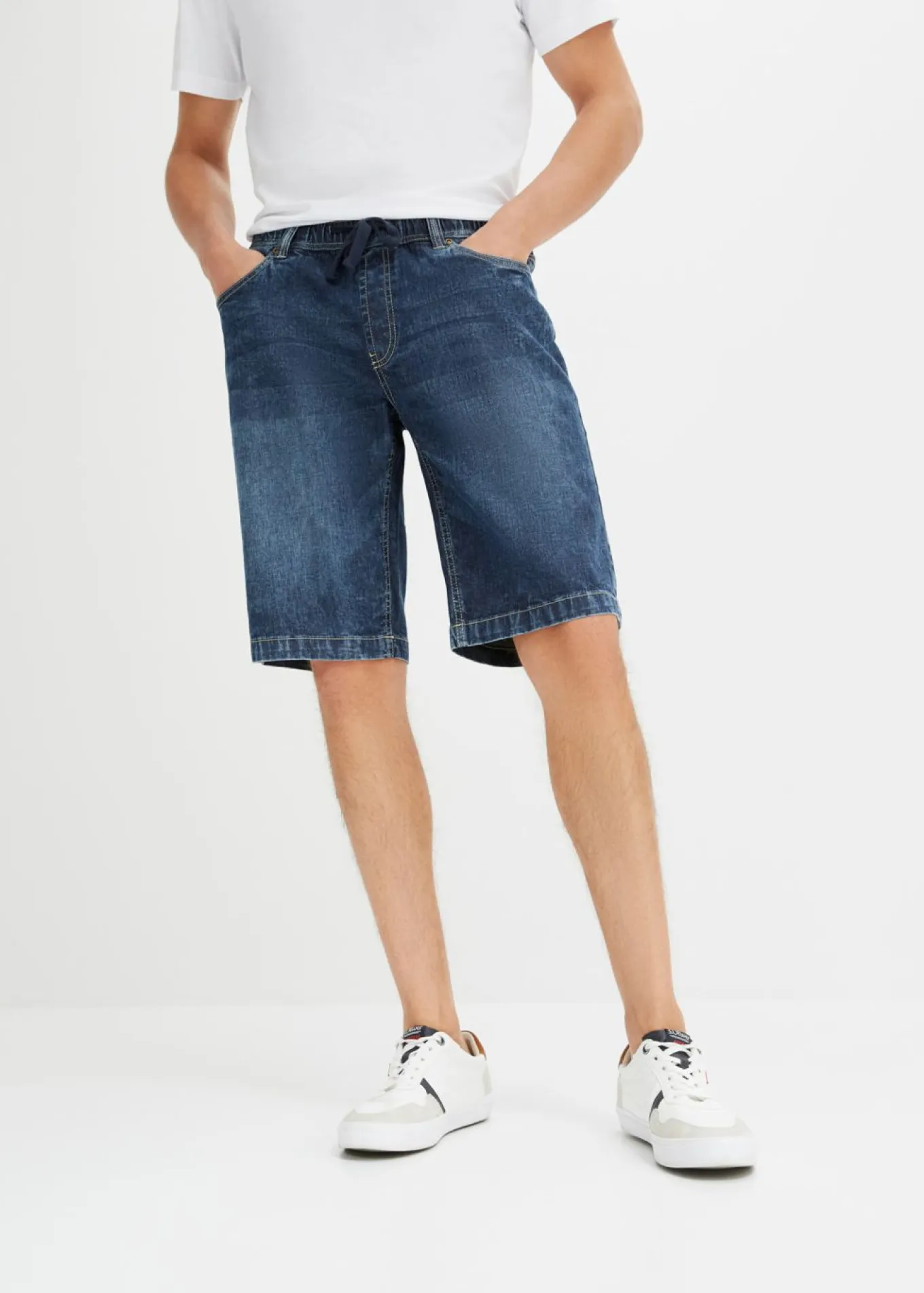 Bermudas vaqueras sin cierre, ligeras, con cintura elástica, slim fit