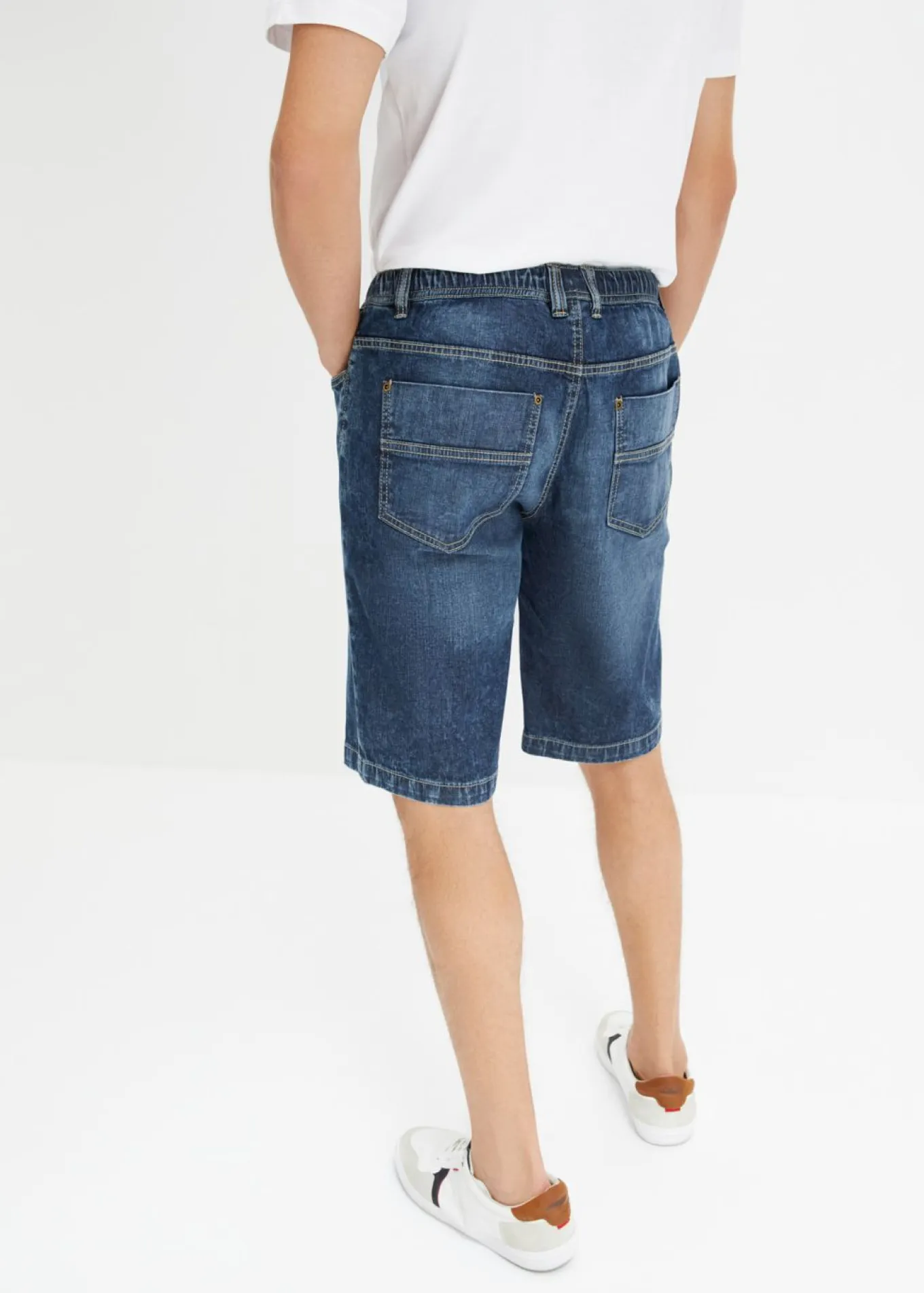 Bermudas vaqueras sin cierre, ligeras, con cintura elástica, slim fit