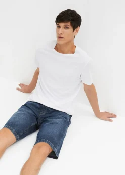 Bermudas vaqueras sin cierre, ligeras, con cintura elástica, slim fit