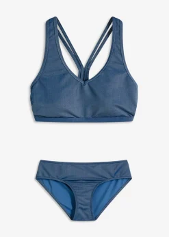 Bikini bustier de aspecto vaquero (2 piezas)