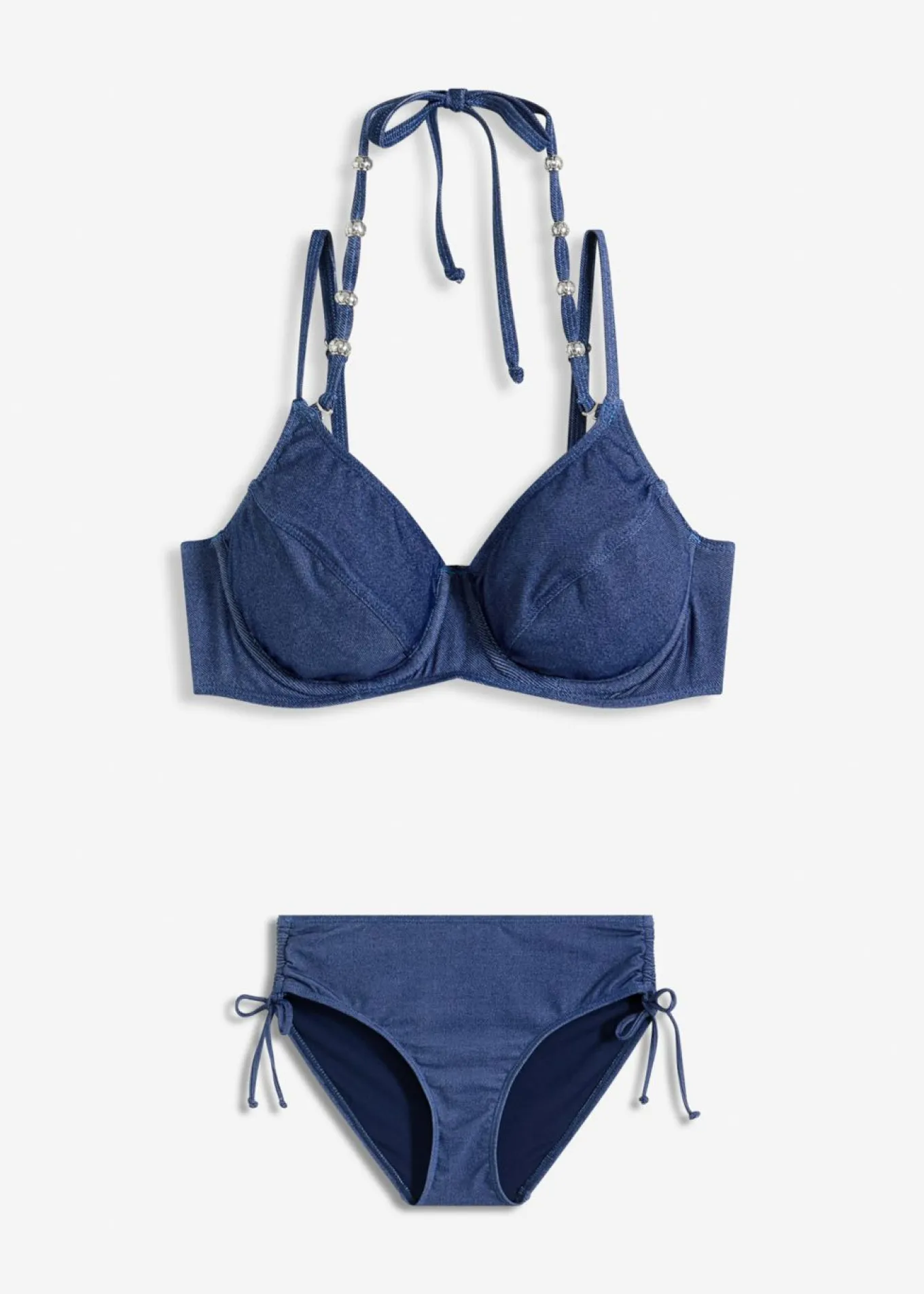 Bikini con aros y aspecto vaquero (2 piezas)