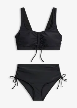 Bikini tipo bustier con cintas para anudar (2 piezas)