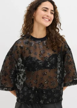 Blusa ancha con lentejuelas de calidad