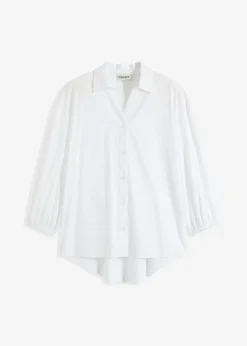 Blusa asimétrica con mangas abullonadas