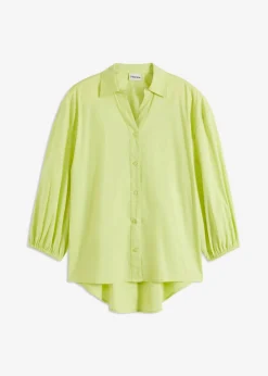 Blusa asimétrica con mangas abullonadas