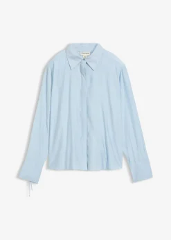 Blusa camisera de mezcla de viscosa fluida