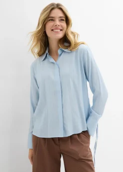 Blusa camisera de mezcla de viscosa fluida