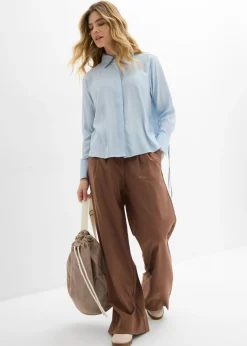 Blusa camisera de mezcla de viscosa fluida