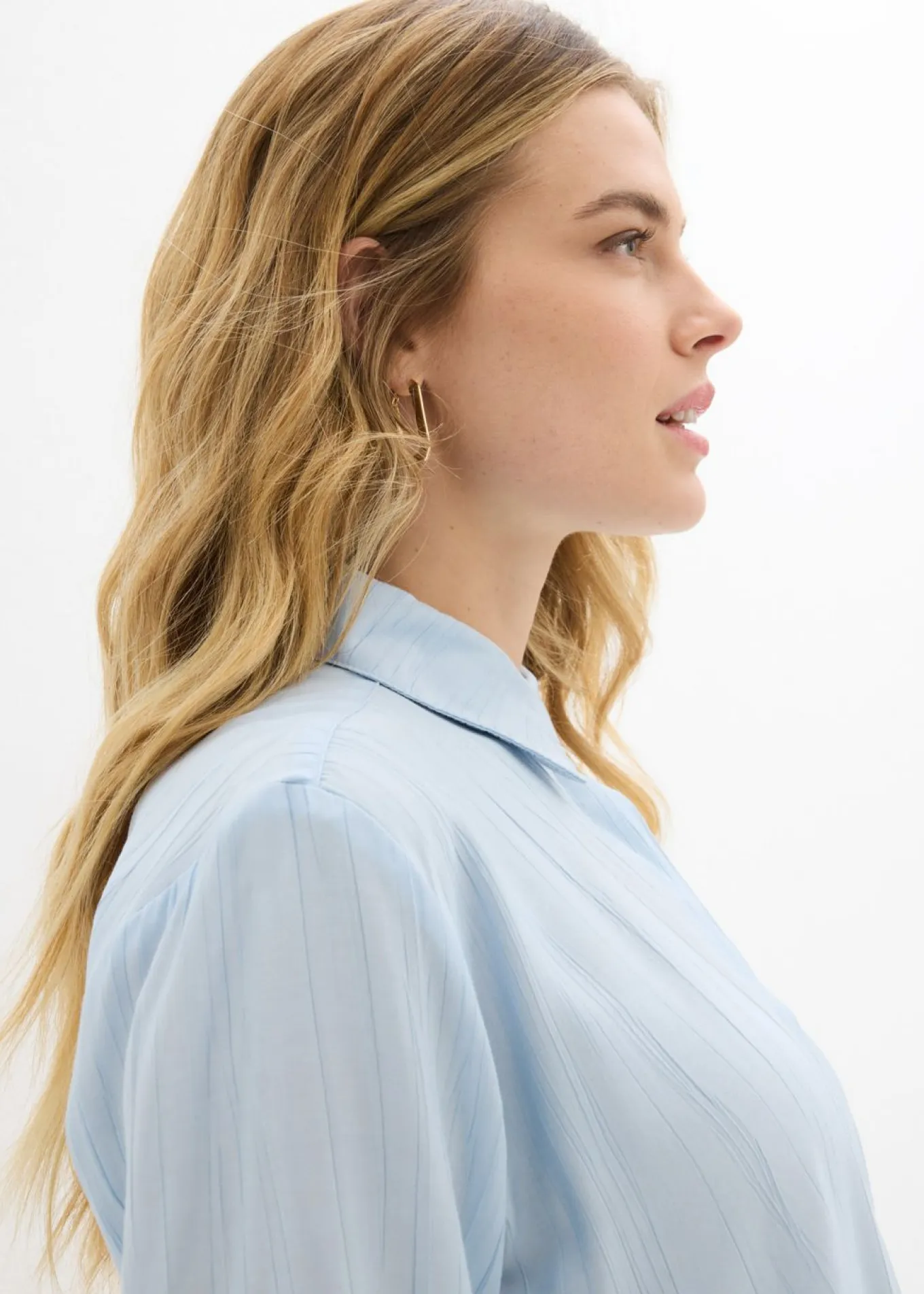 Blusa camisera de mezcla de viscosa fluida
