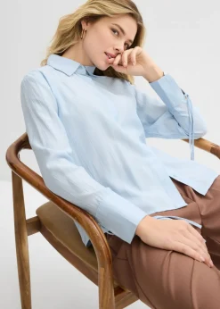 Blusa camisera de mezcla de viscosa fluida