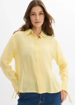 Blusa camisera de mezcla de viscosa fluida