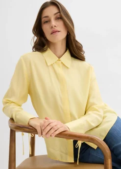 Blusa camisera de mezcla de viscosa fluida