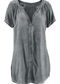 Blusa cold-dye de manga corta en algodón sostenible