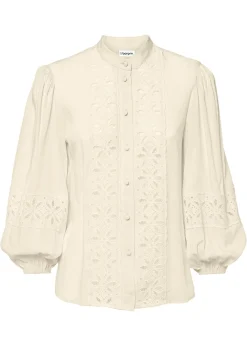 Blusa con encaje de mezcla suave de viscosa