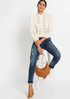 Blusa con encaje de mezcla suave de viscosa