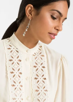 Blusa con encaje de mezcla suave de viscosa
