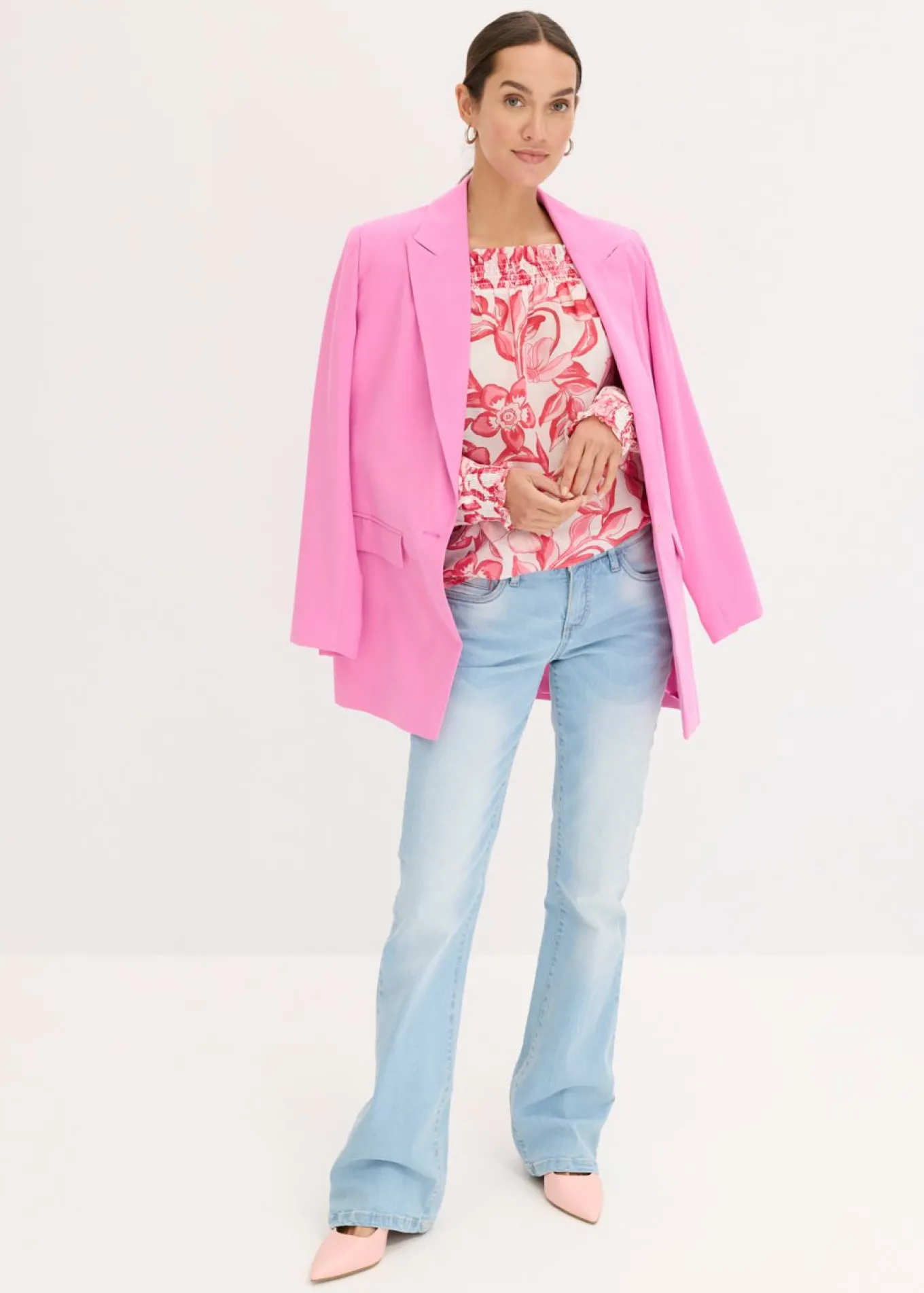 Blusa con escote bañera estampada