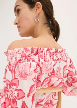 Blusa con escote bañera estampada