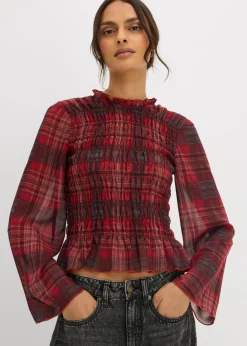 Blusa con inserto de nido de abeja