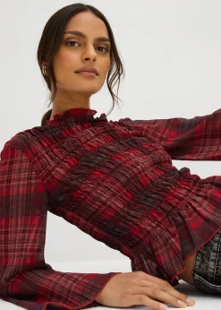 Blusa con inserto de nido de abeja