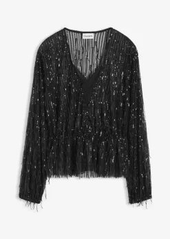 Blusa con lentejuelas y flecos