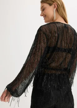 Blusa con lentejuelas y flecos