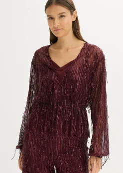 Blusa con lentejuelas y flecos