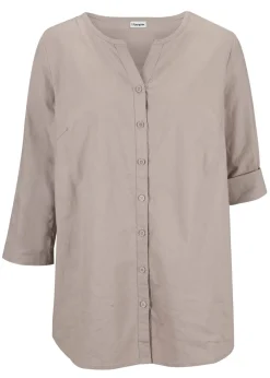 Blusa con lino y mangas 3/4