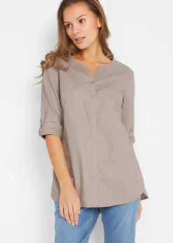 Blusa con lino y mangas 3/4