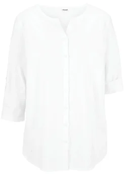 Blusa con lino y mangas 3/4