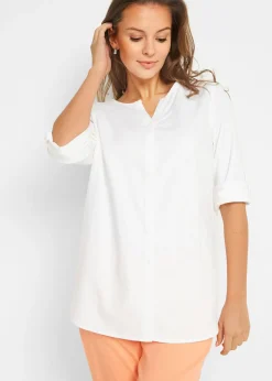 Blusa con lino y mangas 3/4