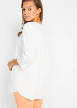 Blusa con lino y mangas 3/4