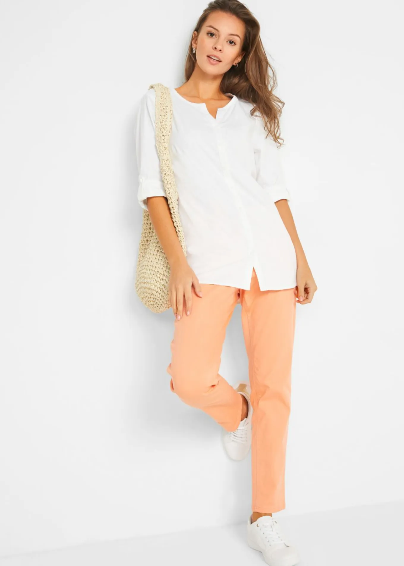 Blusa con lino y mangas 3/4
