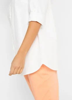 Blusa con lino y mangas 3/4