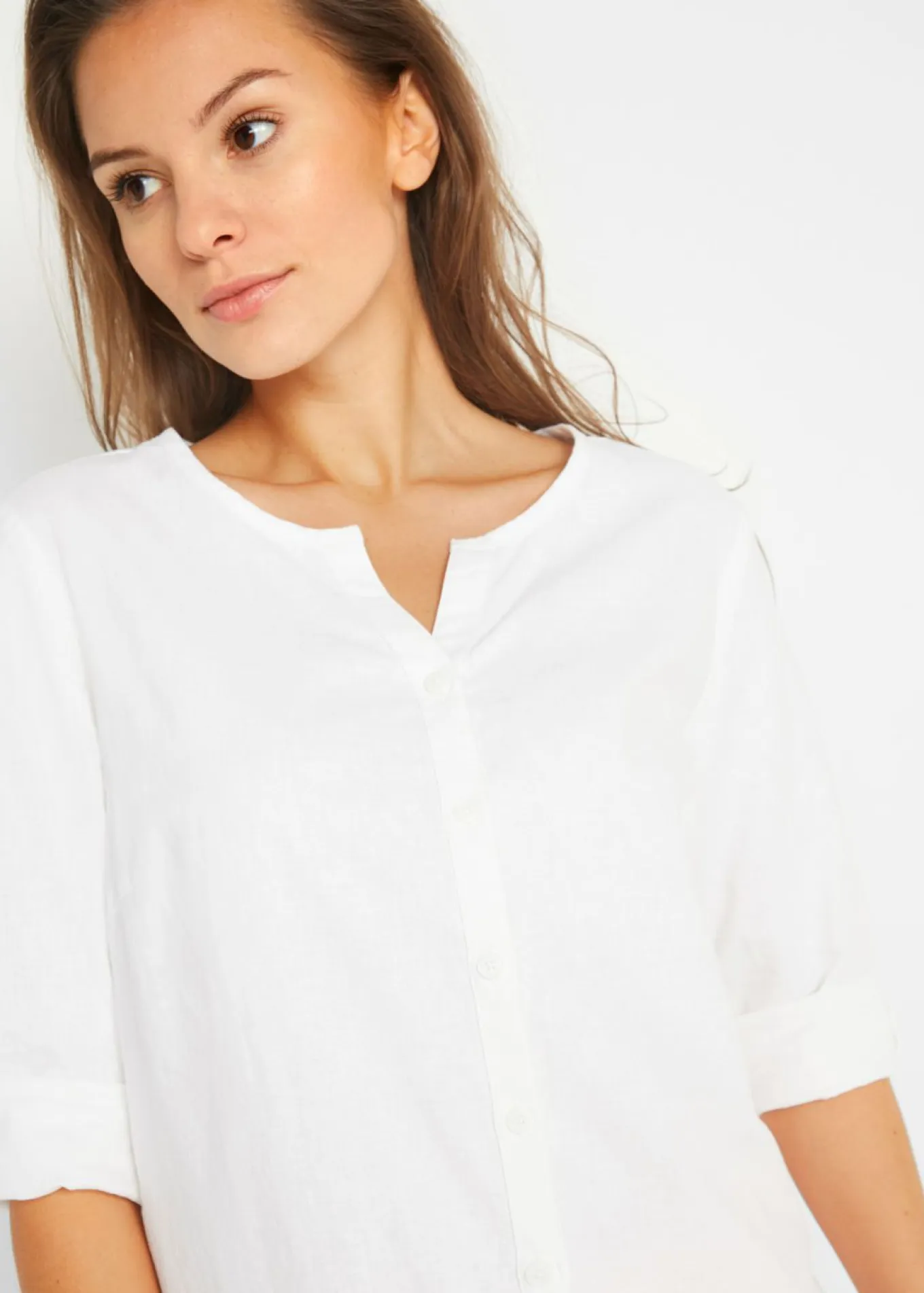 Blusa con lino y mangas 3/4